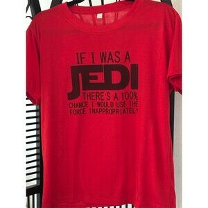 Star Wars Jedi Funny Quote Graphic T-Shirt  Size L Red Short Sleeve